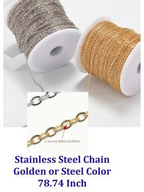 Stainless Steel Chain Golden or Steel Color 78.74 Inch